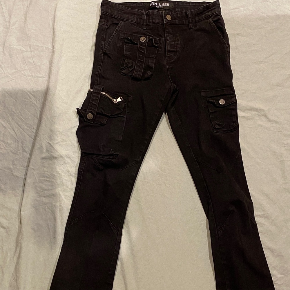 Black Cargo Pants with Multiple Pockets